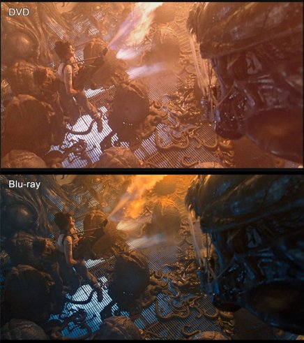Comparatif image du Blu-Ray d'Aliens, le retour par rapport au DVD