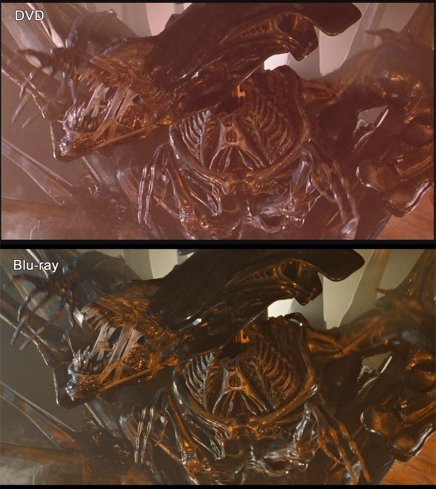 Comparatif image du Blu-Ray d'Aliens, le retour par rapport au DVD