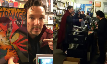 Quand Benedict Cumberbatch visite une boutique de comics en Doctor Strange. Génial !