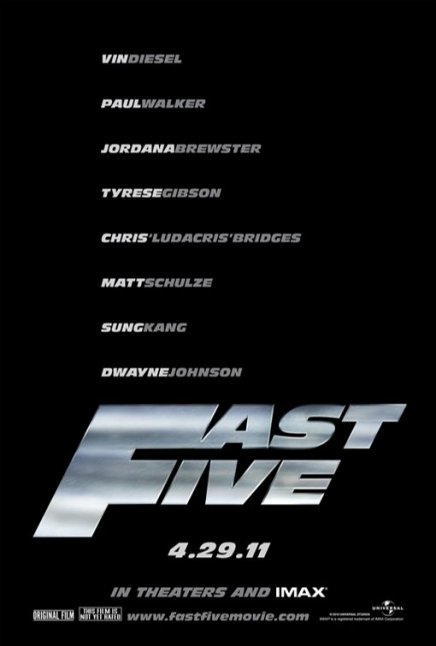 Première affiche de Fast & Furious 5 avec Vin Diesel