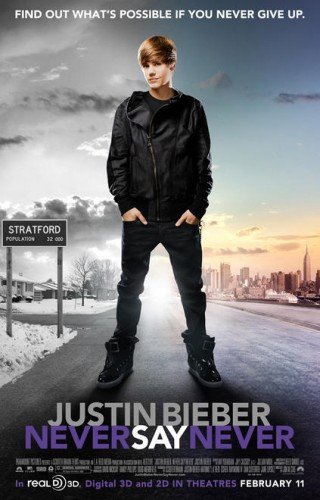 Une affiche pour Never Say Never avec Justin Bieber