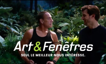 Jean-Claude Van Damme dans l'espace pour une pub Art & Fenêtres